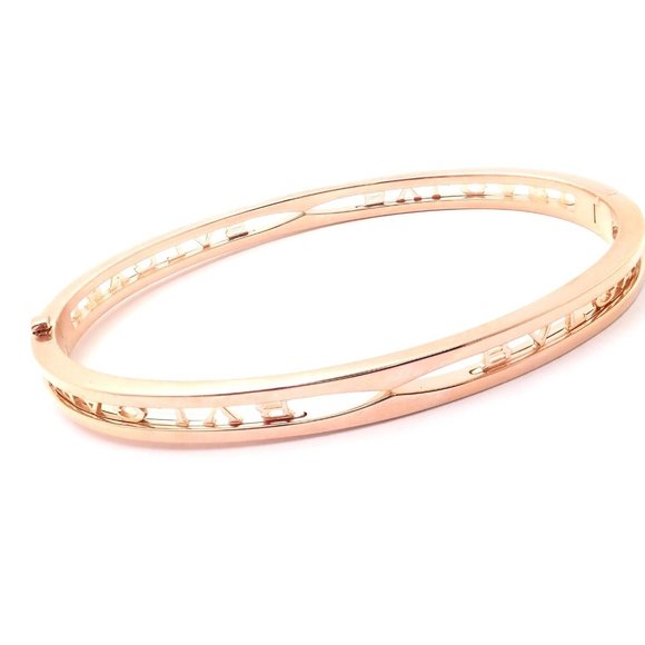 Authentic! Bulgari Bvlgari B.Zero1 18k Rose Gold Bangle Bracelet Medium Cert. - Picture 1 of 10